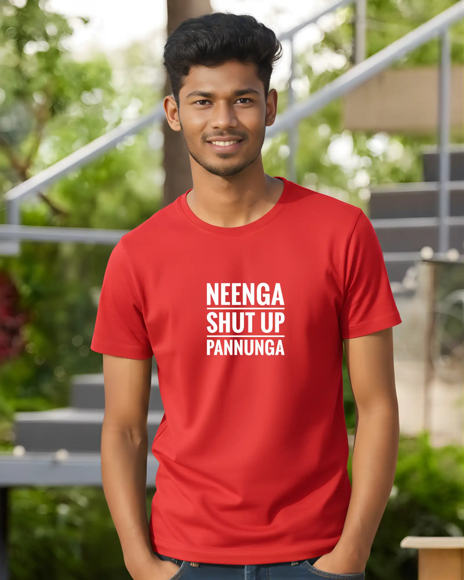 Neenga Shut Up Pannunga Round Neck Red - image 1