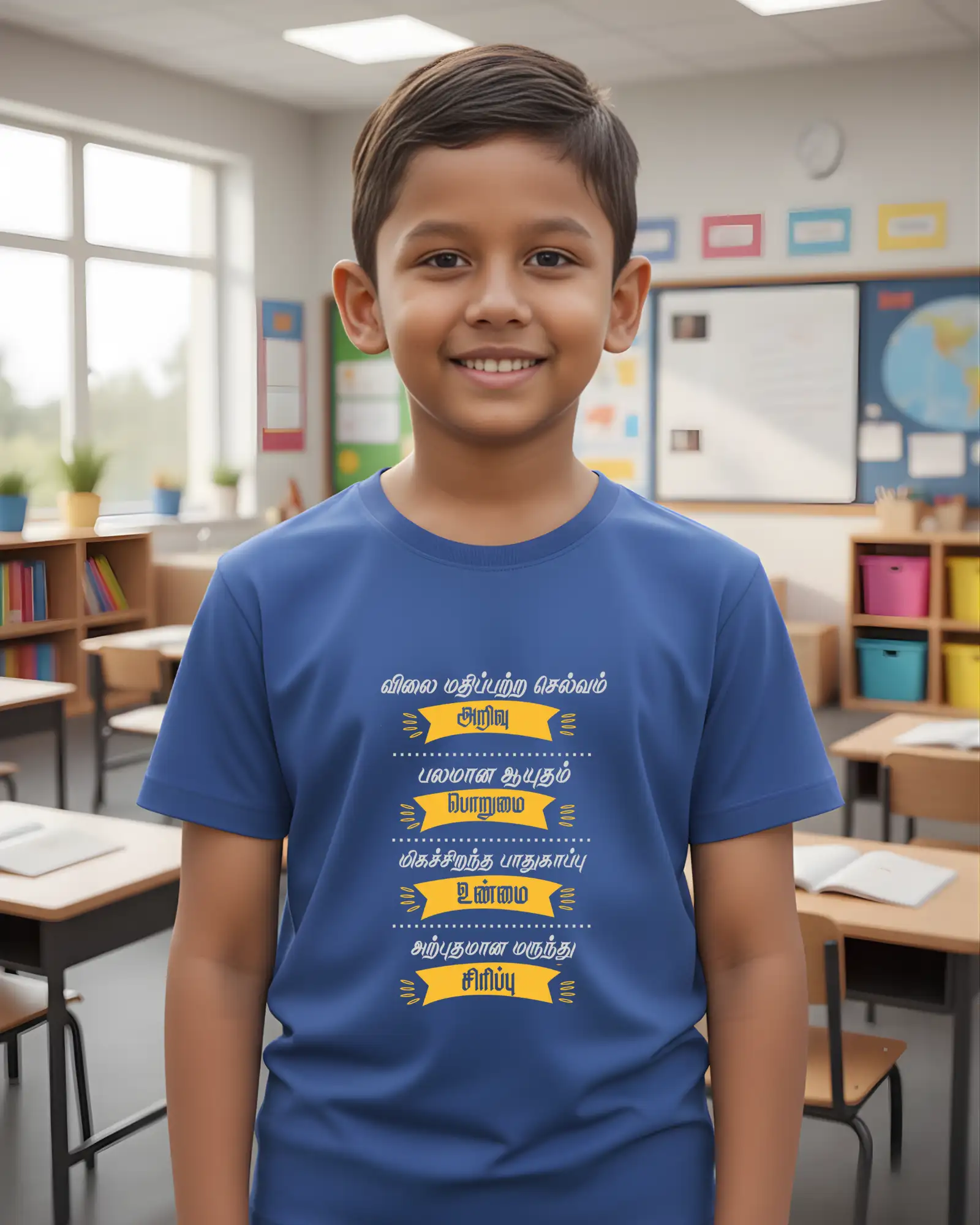 Kids Round Neck - Vilai Mathipetra Selvam - Royal Blue - image 1